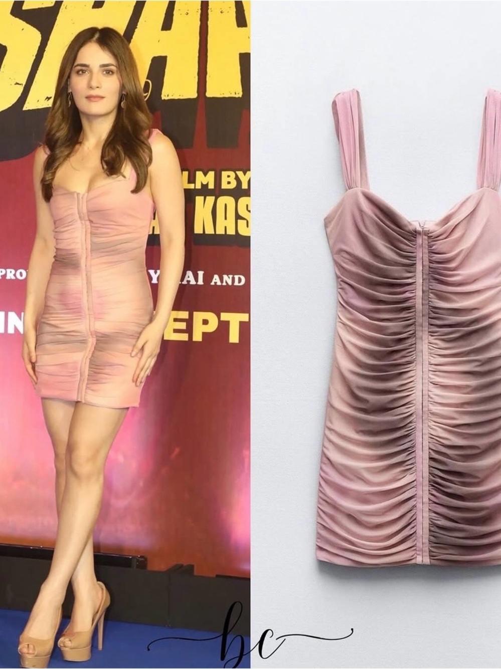 Zara Ruched Mini Dress - Dusty Rose Size Small